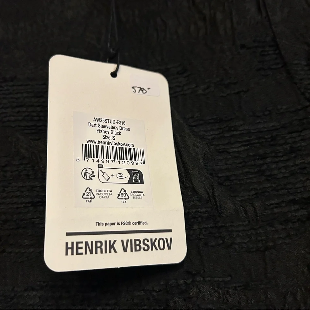 Henrik Vibskov Dart Sleeveless Dress in Fishes Black Black Size Small - Picture 8 of 10